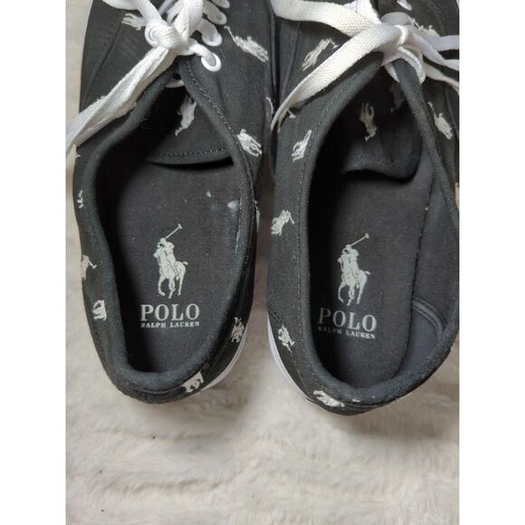 Polo Ralph Lauren Men\'s Keaton‎ Allover Polo Pony Sneakers, Black size 10